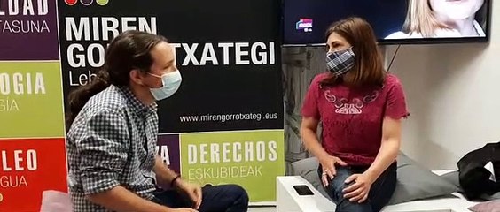 Pablo Iglesias con la candidata a lehendakari de Elkarrekin Podemos-IU, Miren Gorrotxategi