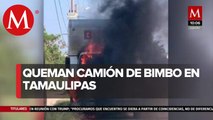 En Tamaulipas incendian por tercera vez camiones repartidores de Bimbo