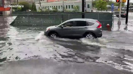 Roads flooded in New Jersey from Tropical Storm Fay
