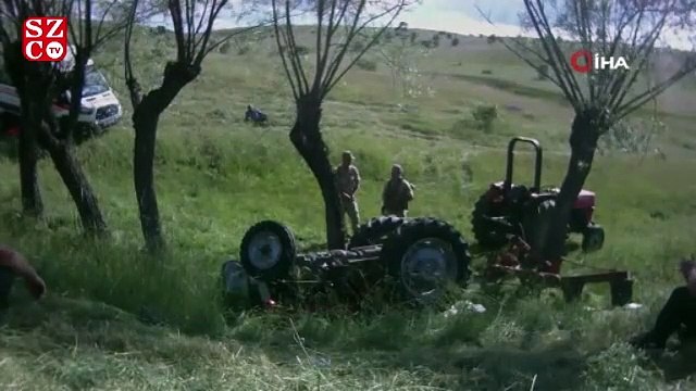 Dereye uçan traktörün sürücüsü feci şekilde can verdi