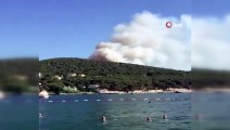 İstanbul Heybeliada'da orman yangını çıktı. Yangına karadan ve havadan ekipler tarafından müdahale ediliyor