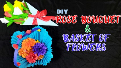 Easy method to make Rose Bouquet & basket of flowers l DIY