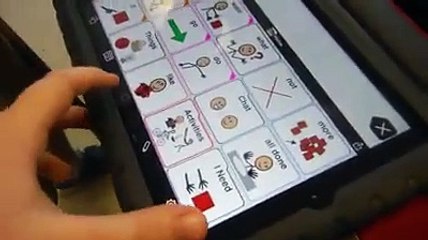 Using Proloquo2go to acknowledge friend coming