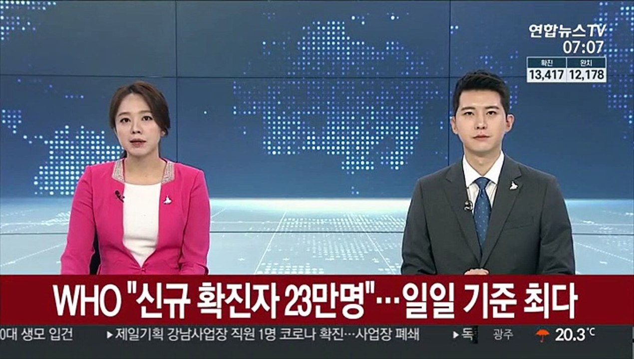WHO "신규 확진자 23만명"…일일 기준 최다