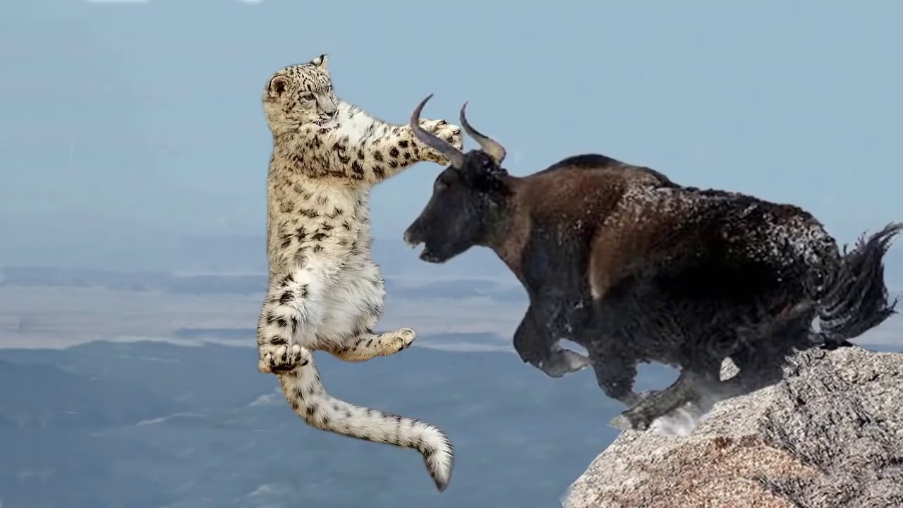 Amazing Mother Wild Yak Save Her Baby From Snow Leopard Hunting - Wolf vs Bison