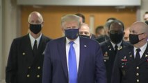Donald Trump seen wearing a face mask in public for the first time as Covid-19 ravages US