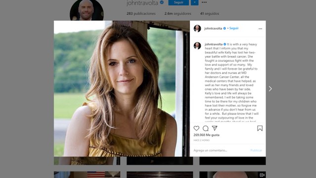 Fallece la actriz Kelly Preston, mujer de John Travolta