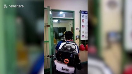 Classrooms sprayed with disinfectant as schools re-open in the Philippines