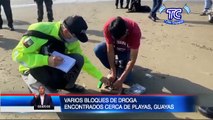 Varios bloques de droga fueron encontrados a orillas del mar en la vía Playas-Posorja