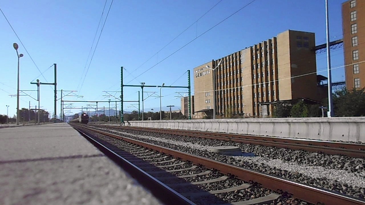A freight train crossing through railway station Pazardjik