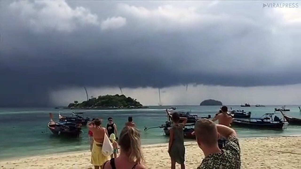 4  trombes marines simultanées filmées en Thaïlande
