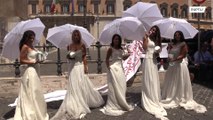 Noivas protestam contra as restrições das festas de casamento devido ao coronavirus na Itália