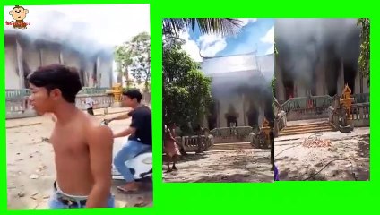 Fire caught fire at the temple at the Wat Lake all over