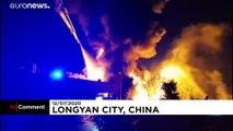 آتش سوزی در پالایشگاه نفت شهر لونگیان چین