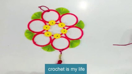 Old bangles reuse idea | زينة للحائط بالحلقات وخيط كروشيه