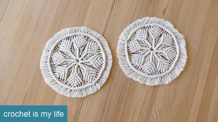 EASY MACRAME FLOWER COASTERS TUTORIAL | مفرش او كوستر دائرى كبير مكرميه