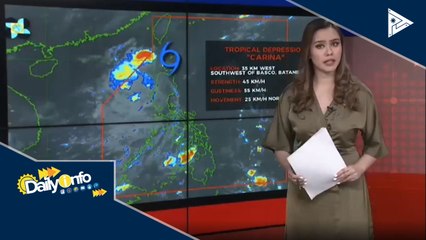 PTV INFO WEATHER: TD Carina, huling namataan 35-KM Timog-Kanluran ng Basco, Batanes