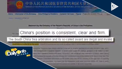 China, hindi kinikilala ang 2016 arbitral ruling sa South China Sea