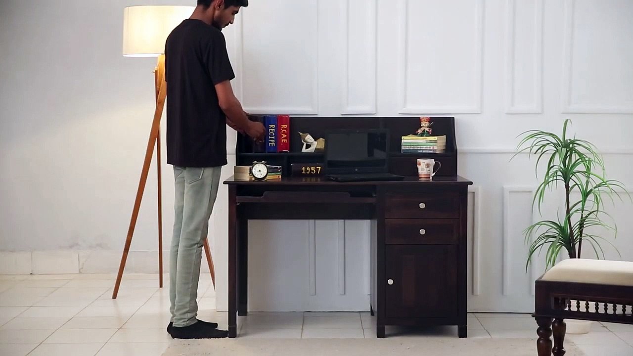 Best Study Table Design  - Nettle Study Table Cum Shelf by Wooden Street