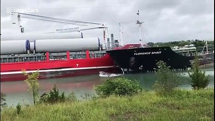 Cargo ships collide head-on in large canal in Canada