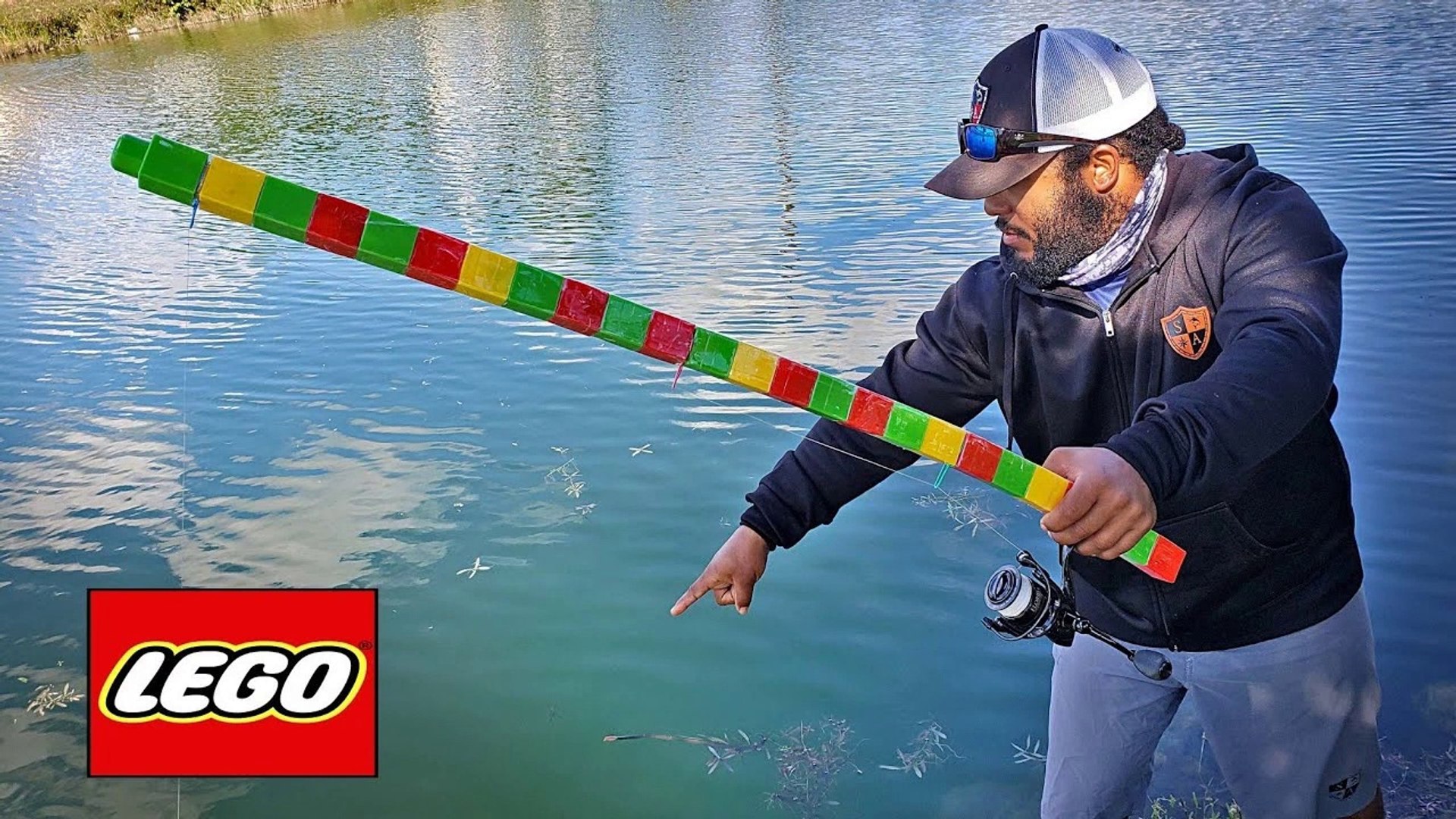 Catching Fish On A Lego Fishing Rod and A Baseball Bat! 