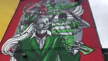 Graffiti en hommage aux travailleurs de l'aéroport de Bruxelles National touchés économiquement par la crise du cornavirus