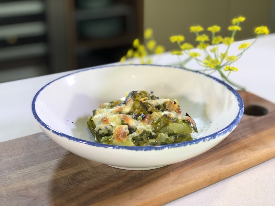 Papas con rajas y tocino - Cocina con Conexión- Sonia Ortiz Con Juan Farré - Recetas de papas