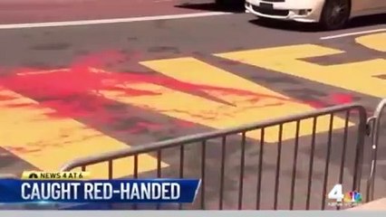 Someone Dumped Red Paint on the Black Lives Matter Mural Outside Trump Tower - NBC New York