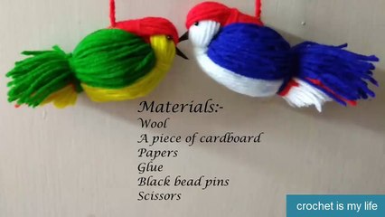 عمل طائر لتعليقه زينه بخيط كروشيه | Easy Woolen Bird craft- Wall Hanging Idea