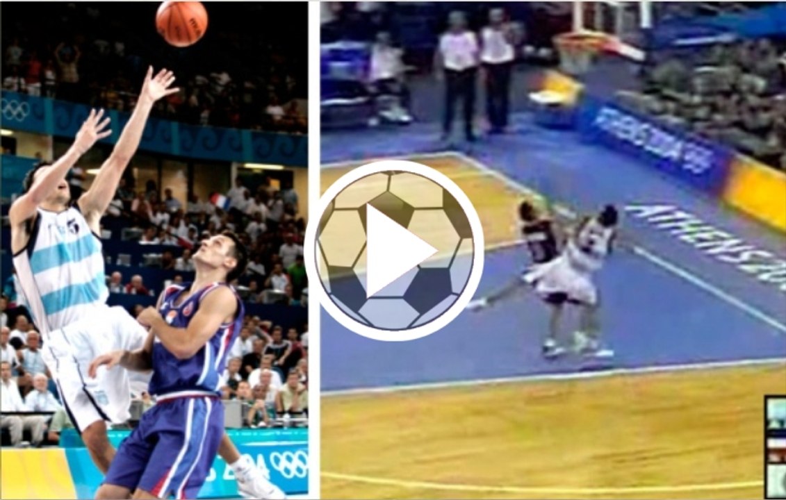 Bestial palomita de Ginóbili contra Serbia en Atenas 2004