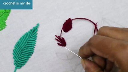 10 Types Of Leaves Hand Embroidery Designs For Beginners (2) | عمل ورد بالخيط والابره الجزء الثانى