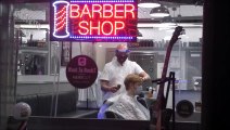 Ross Carter Barber Shop in Laurieston opened at 12.00am July 15 to start the first professional haircuts of lockdown easing in Scotland