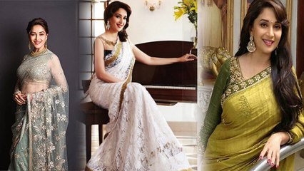Madhuri Dixit को साड़ी में देख हर कोई हुआ दीवाना | Madhuri Dixit Stylish Saree Look | Boldsky