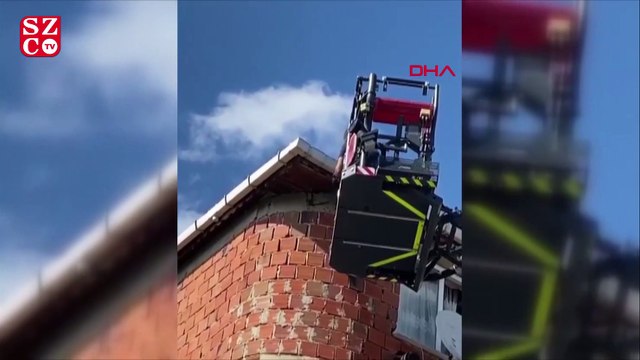 Arnavutköy'de itfaiyenin karga kurtarma operasyonu