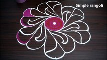 Creative colour, rangoli design ,- Simple kolam designs, with 9x5 dots, - new muggulu patterns