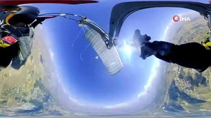 Jandarmadan 360 derece açılı özel paraşüt atlayışı