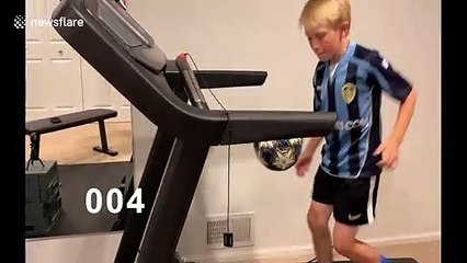 British kid shows off AMAZING football skills on a treadmill
