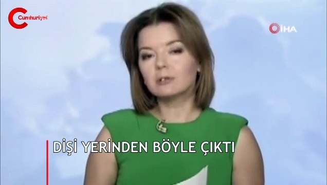 Canlı yayında haberleri sunarken dişi yerinden çıktı