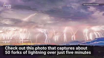 Stunning Photo Shows 50 Forks of Lightning Striking Over 5 Minutes