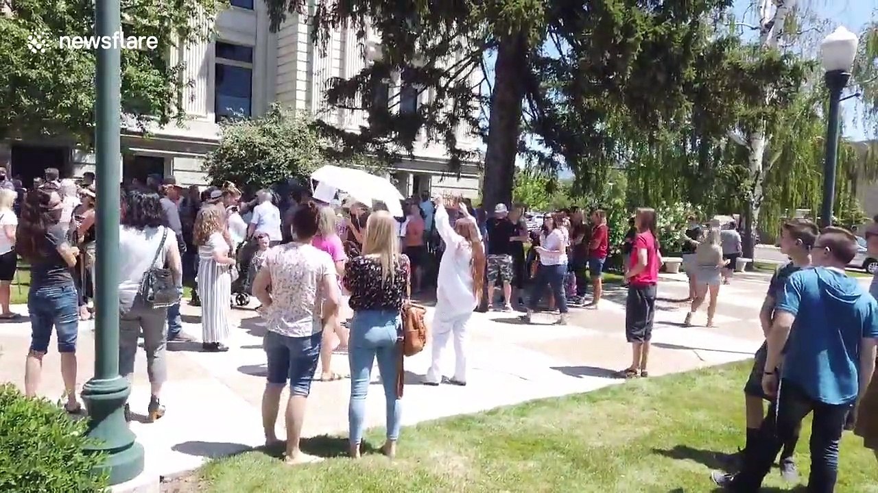 Anti-mask rally for schools in Provo, Utah as US sees record COVID-19 cases