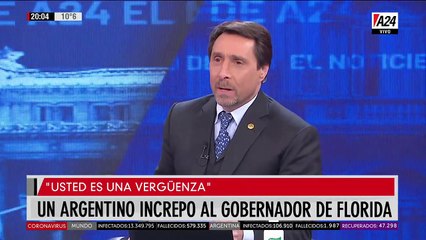 Un argentino increpó al gobernador de Florida en plena conferencia de prensa