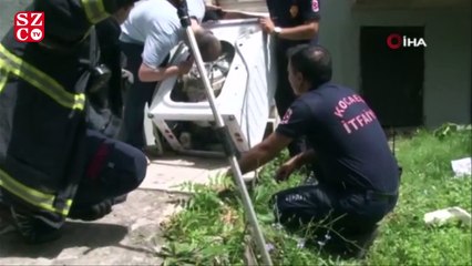 İçine giren yılanı çıkarmak için çamaşır makinesini parçaladılar