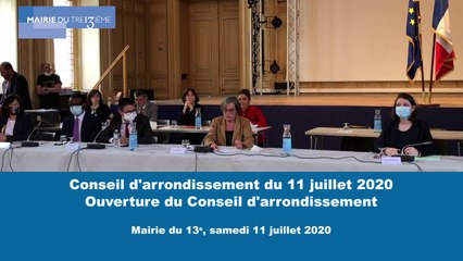 Ouverture du Conseil d'arrondissement - Samedi 11 juillet 2020