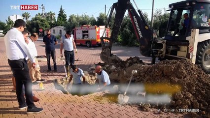 Mersin'de tahliye kanalına düşen kedi yavrusu 8 saatte kurtarıldı