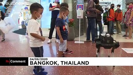 Robot dog hounds Thai shoppers to keep hands virus-free