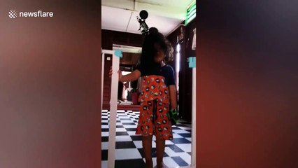 Malaysian toddler gets remote control car stuck in hair