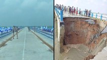 #WATCH Newly Constructed Bridge Washed Away రూ.263 కోట్లు నీళ్ల పాలు,వరద ధాటికి కుప్పకూలిన బ్రిడ్జి!
