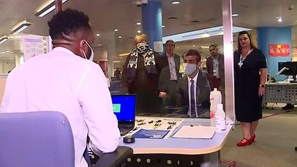 Rishi Sunak visits a Jobcentre in East London