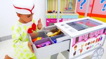 Niki pretend play selling ice cream and want new ice cream carts