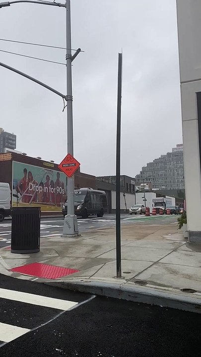 Fierce Winds Whip Stop Sign Back and Forth